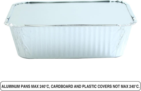 PARTY BARGAINS 5 Lb. Aluminum Foil Pans with Lids - 25 Count Set with Board Lids, 9 x 7 Inches Oblong Pan Food Container for Hot and Cold Use (Max 240°C) by PARTY BARGAINS