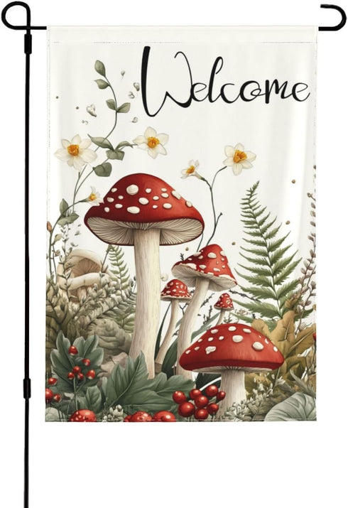 DOVPOD Mushrooms and Fern Garden Flags 1218 Inch Welcome Double Sided Decorative Yard