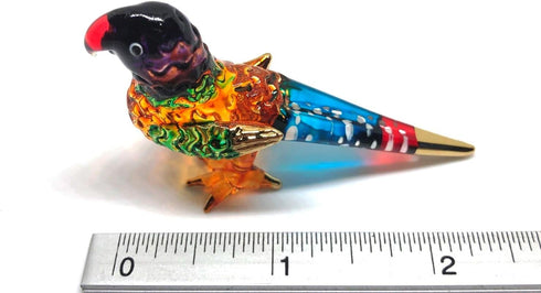 Handmade Mini Blown Glass Parrot Bird Figurine, 2" Orange, Dollhouse Gift Ideas, Cute Tiny Ornament