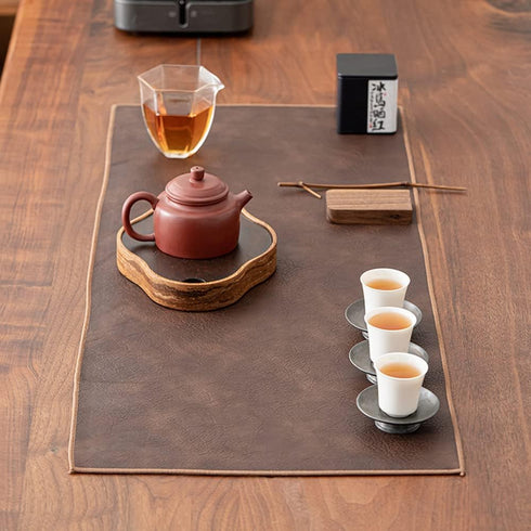Waterproof PU Leather Table Runner, 1331.5 Inch Vintage Coffee/Tea Mats, Heat Resistant