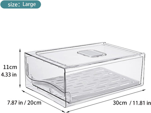 Diskary Fridge Organizer, Stackable Refrigerator Organizer Bins, Reusable Food Storage Containers, Fridge Drawer