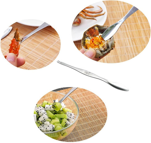 AKOAK 6 304 Pcs Seafood Tools,Double Headed Stainless Steel Fork and Spoon for Crab and Lobster