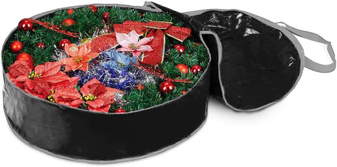 Propik Wreath Storage Bag 24" - Tear Resistant Holiday Container with Heavy Duty Handles and Transparent Card Slot, 24”