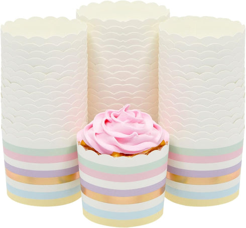 Sparkle and Bash 50-Pack Pastel Cupcake Liners, Large Paper Baking Cups for Birthdays, Bake Sales