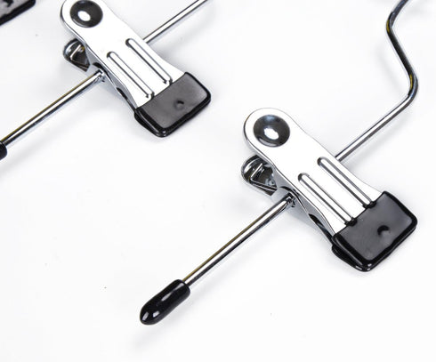 2 Quality Metal Pant Skirt Trouser Hangers, 4-Tier Heavy Duty Clips for Slacks, Trousers, Jeans