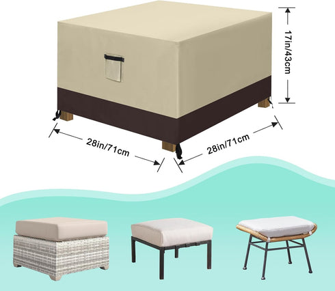 28x28x17 Inches ABCCANOPY Patio Ottoman Cover Waterproof Outdoor Heavy Duty UV Resistant Dust Proof Protective Covers