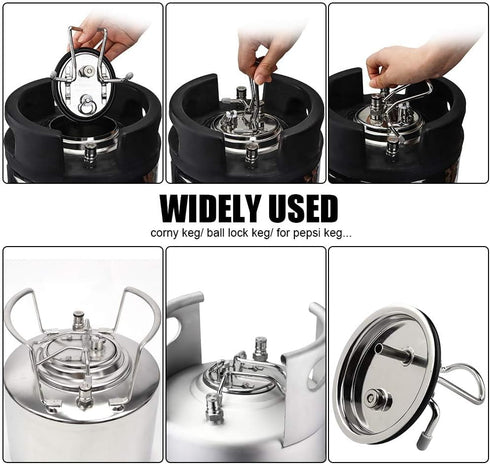 FERRODAY Carbonation Keg Lid for Corny Keg - Stainless Steel 304 with 20" Tube Diffusion Stone
