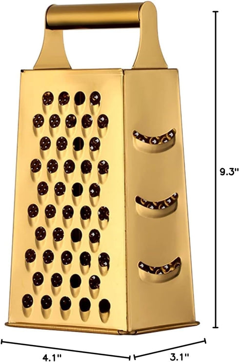 Large Stainless Steel 4 Sides Grater Slicer with Handle, Multifunctional Cutter for Ginger, Garlic, Cucumbers, Carrots,