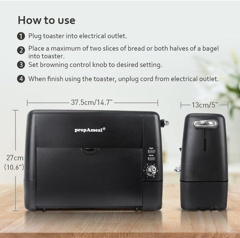 Long Slot Toaster 2 Slice with 6 Shade Settings, Extra Wide Slots, Removable Crumb Tray, for Bagels, Waffles, Snacks