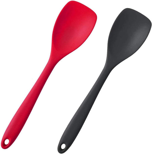 Silicone Spatulas Spoon Set of 2, Non-stick Heat Resistant Scraping Kitchen Baking Bakeware, Red and Black