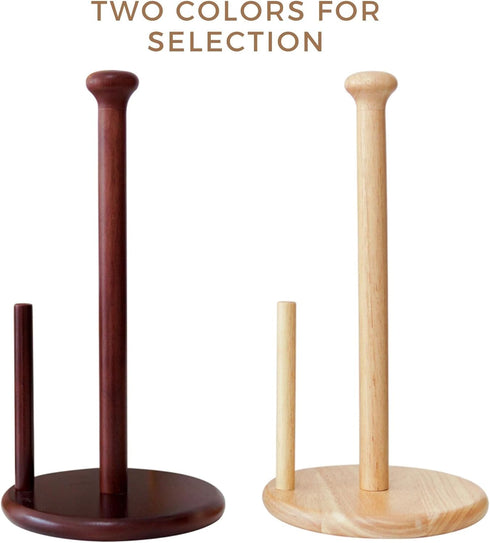 Paper Towel Holder, Large Base Dia 7" Wooden Natural Color Stand for Kitchen Bathroom, ZJ281Y