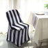 2" 160GSM Efavormart Black & White Striped Spandex Stretch Fitted Folding Chair Cover with Foot Pockets - Premium