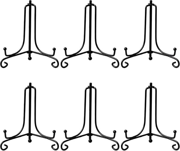 BetterJonny 6 Pack 8" Iron Display Stand, Upgraded Anti-Slip Plate Holder for Pictures, Photo Frames, Book, Tabletop Art