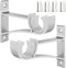Sturdy Curtain Rod Brackets, Silver, Holds 1 to 1.25 Inch Rods, Wall Mount, Set of 2