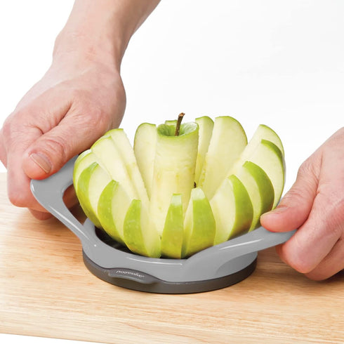 PrepWorks by Progressive 16-Slice Thin Apple Slicer and Corer with Attached Safety Cover - Dishwasher Safe (Grey)