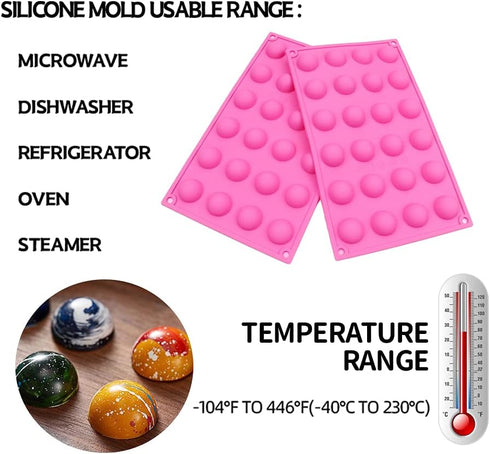 Small Dome Silicone Mold for Cake Decorating, Candy Chocolate Mould, Semicircle Handmade Resin Craft Mould (2 pcs)
