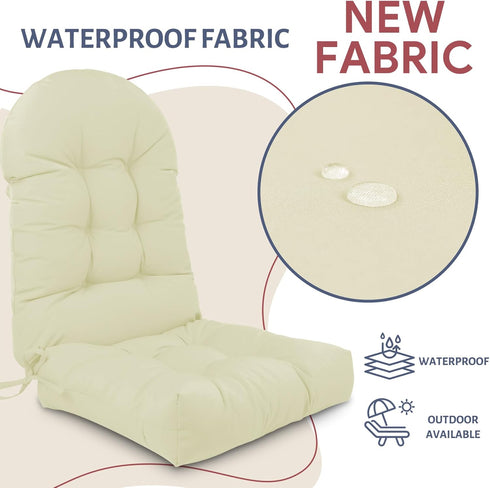 44x19x4in Adirondack Chair Cushion,Outdoor Waterproof Rocking Chair Cushion Beige Non-Slip High Back Patio Chair
