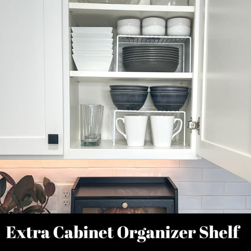 Evelots Wire Rack Cabinet Shelf Organizer - 2 Pack Sturdy Metal Riser Shelf for Kitchen, Freezer, Pantry