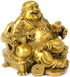 Fengshui Buddha Statue for Lucky & Happiness, God of Wealth Laughing Buddha on Dragon Chair, Brass Home Decor
