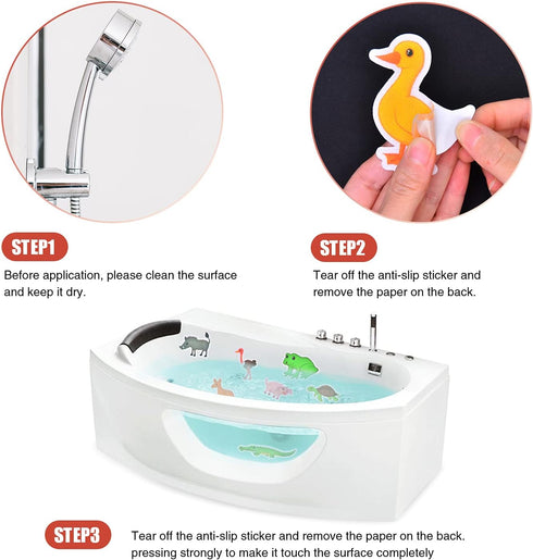 32 Secopad Non Slip Bathtub Stickers, PCS Adhesive Kids Animals Anti Slip Decal Treads for Shower and Bath Tub