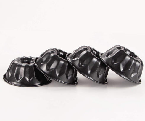 Webake 4 Inch Mini Fluted Tube Pans Nonstick Bakeware Set of 4 for Bundtlette & Brownie
