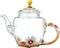 Teabloom Glass Blooming Tea Teapot for Women, Blue Rose Floral Teapot with Gold, 10.15oz/300ml Deep Coffee Color