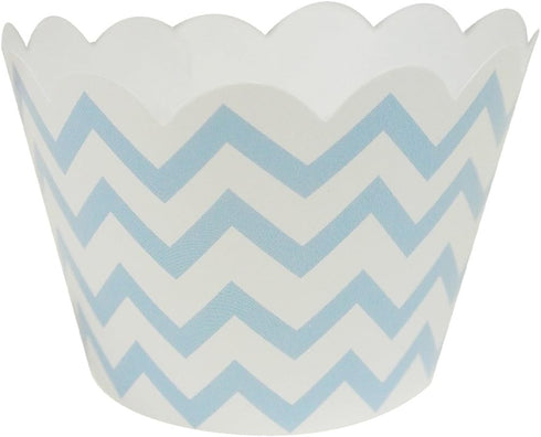 AllyDrew Standard Size Chevron Cupcake Wrappers, Set of 20, Blue