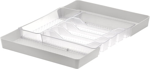 Spectrum Diversified Hexa Expandable Divided Drawer Organizer Tray for Kitchen Cutlery, 13 x 16, Clear