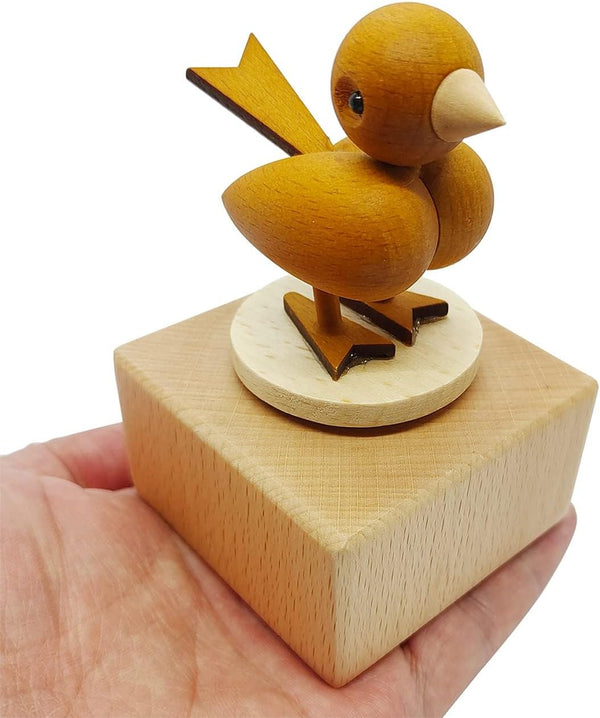 Cute Little Bird Mini Music Box, Wooden Mechanical Music Box Gift for Boy Girl Friends Singing