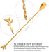 AnSaw 12-Inch Leaf Handle Bar Spoon,2-Pieces Long Handle Cocktail Mixing Stirrers,Stainless Steel,Gold