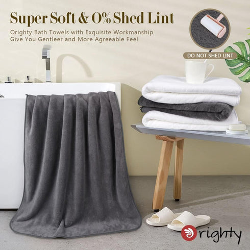 Orighty Microfiber Bath Towels Pack of 2 (27'' x 54'') - Soft, Highly Absorbent, Quick Drying for Body, Sport, Yoga,