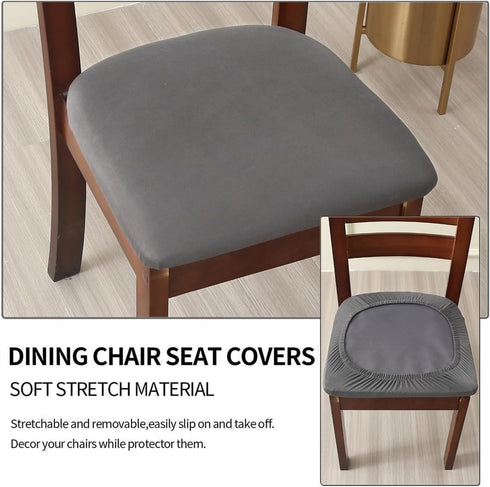 Set of 6 Stretch Grey Chair Covers for Dining Room, Removable Washable Seat Cushion Slipcovers for Kitchen Office