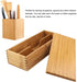 Tomotato Wooden Chopsticks Storage Box - Bamboo Silverware Organizer with Lid for Home Kitchen