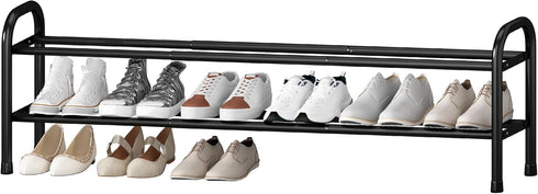STO STO Long Expandable Shoe Rack 2-Tier, Adjustable Length 33.747.5 Shoe Organizer,