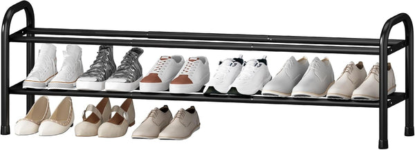 STO STO Long Expandable Shoe Rack 2-Tier, Adjustable Length 33.747.5 Shoe Organizer,