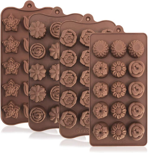 DanziX 4 Pack Flower Shape Silicone Molds, Chocolate Candy Mold for Wedding, Festival, Parties, DIY Enthusiasts - 15