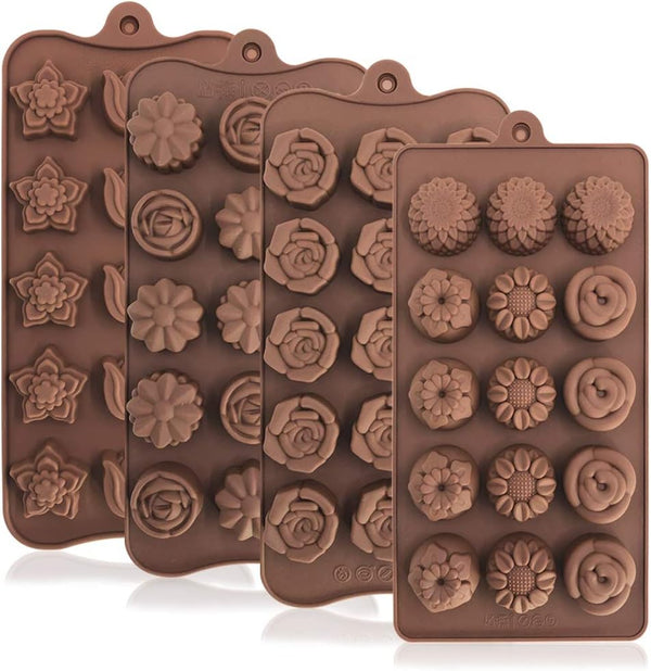 DanziX 4 Pack Flower Shape Silicone Molds, Chocolate Candy Mold for Wedding, Festival, Parties, DIY Enthusiasts - 15