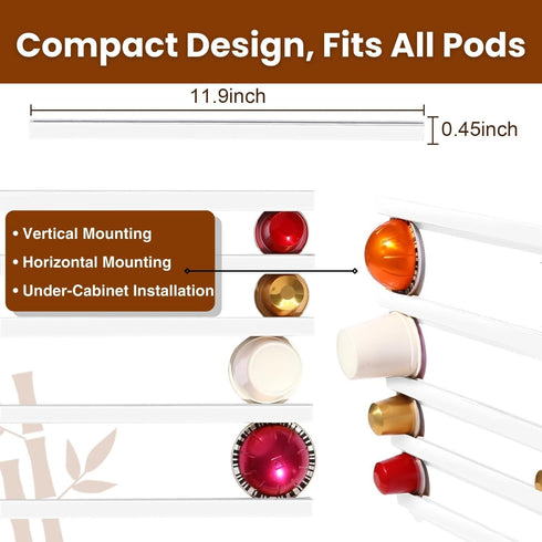 Coffee Pod Holder, K Cup Holders for Counter, 10 PCS Wall Mount Coffee Pods Storage Organizer with Adhesives
