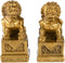 BRABUD 2.8in Fengshui Brass Pair of Fu Foo Dogs Guardian Lion Statues, Housewarming Congratulatory ZD099 Gold