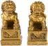 BRABUD 2.8in Fengshui Brass Pair of Fu Foo Dogs Guardian Lion Statues, Housewarming Congratulatory ZD099 Gold