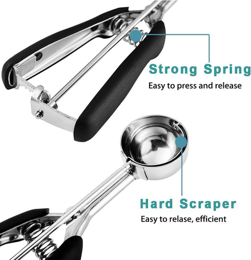 Cookie Scoop 4 Tablespoon, Size #16 Cookie Dough Scoop, Muffin Scoops for Baking, Spring-Loaded Grip