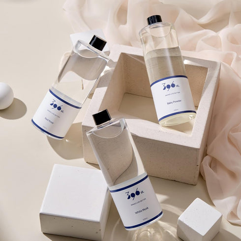 396 16.9oz(500ml), 10 st. Reed Diffuser Oil Refill, Baby Powder(Also Known as Refreshing Air), Fiber Reed Sticks/Home