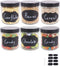 6 Pack 16 oz Glass Jars with Plastic Lids, Kitchen Canisters for Pantry Organization, Food Storage Jars, 8 Chalk Labels