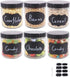 6 Pack 16 oz Glass Jars with Plastic Lids, Kitchen Canisters for Pantry Organization, Food Storage Jars, 8 Chalk Labels