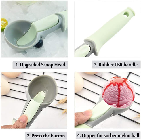 L7HWDP Frozen Ice Cream Scoop with Easy Trigger,Plastic Cookie Scoops for Baking,Durable Melon Baller Scoop, Perfect