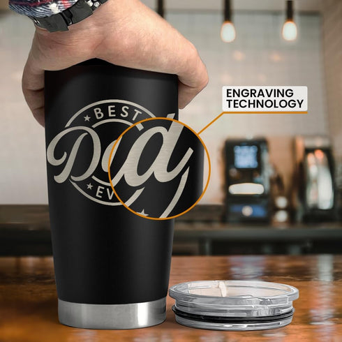 20oz SANDJEST Best Dad Ever Tumbler with Lid - Insulated Stainless Steel Cup- Coffee Mug for Sport Travel Office, Gift
