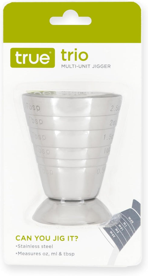 True Trio Multi-Unit Drink Measure, Stainless Steel Shot Measuring Cup, 2.5oz Set of 1