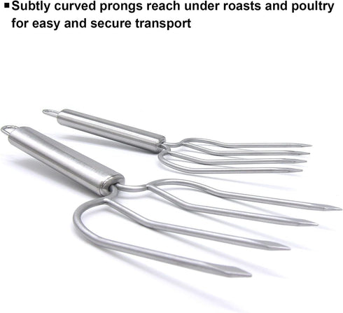 KAYCROWN Stainless Steel Turkey & Roast Lifters - Set of 2 Poultry Forks for Thanksgiving