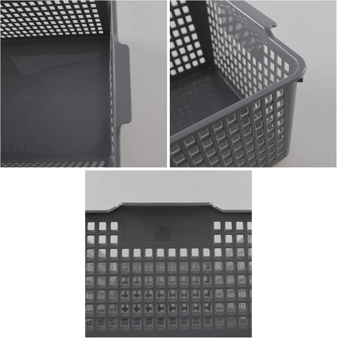 Plastic Organizing Baskets, Set of 3 Large Open Storage Bins