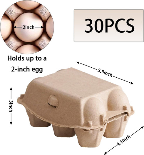 vwpvdeeg 30 Pack Dozen 6 Count (30 6 Count) Half Egg Cartons, Blank Natural Pulp Egg Carton Bulk for Chicken Eggs